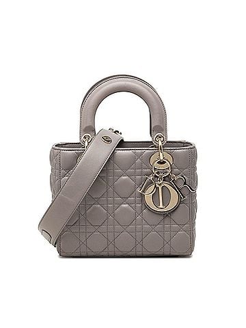 Christian Dior Christian Dior Dior Cannage Lady Small Handbag Shoulder Bag 2-Way Gray Lambskin Women's (view 1)