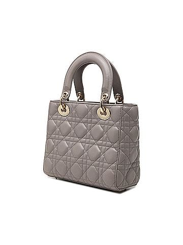 Christian Dior Christian Dior Dior Cannage Lady Small Handbag Shoulder Bag 2-Way Gray Lambskin Women's (view 2)