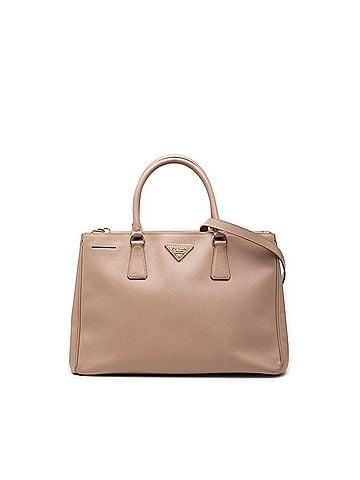Prada Prada Triangle Logo Plate Saffiano Galleria Handbag 2-Way Shoulder Bag Pink Beige Leather Women's PRADA (view 1)