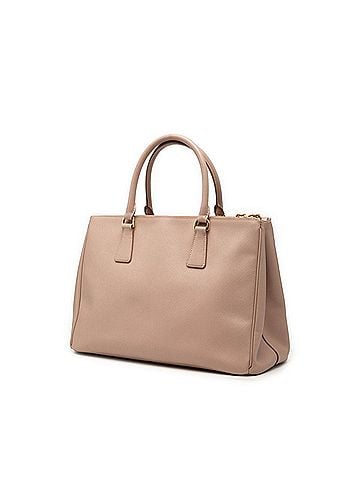 Prada Prada Triangle Logo Plate Saffiano Galleria Handbag 2-Way Shoulder Bag Pink Beige Leather Women's PRADA (view 2)
