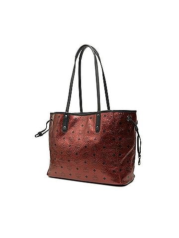 MCM MCM Visetos Logogram Reversible Shoulder Bag Tote Red Multicolor Black Leather Women's (view 2)