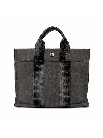 Hermès Hermes Herline Tote PM Handbag, Gray Canvas, Silver Hardware. (view 1)