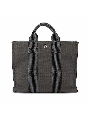 Hermès Hermes Herline Tote PM Handbag, Gray Canvas, Silver Hardware. (view 2)