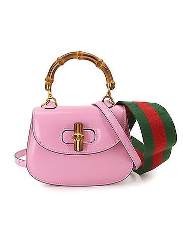 Gucci Gucci Bamboo Mini 2-way Hand/Shoulder Handbag, Leather, Pink, 686864, Gold Hardware (view 1)
