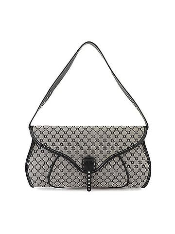 Céline Celine Macadam Shoulder Handbag, Canvas and Leather, Gray, Black, Silver Hardware. (view 1)