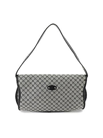 Céline Celine Macadam Shoulder Handbag, Canvas and Leather, Gray, Black, Silver Hardware. (view 2)