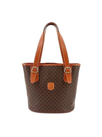 Céline Celine Macadam Tote Handbag, Leather, Brown, Gold Hardware (view 1)