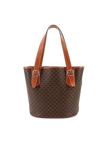 Céline Celine Macadam Tote Handbag, Leather, Brown, Gold Hardware (view 2)