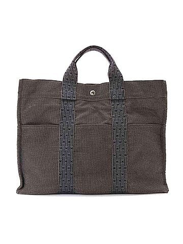 Hermès Hermes Herline Tote MM Handbag, Canvas, Gray, Silver Hardware (view 1)