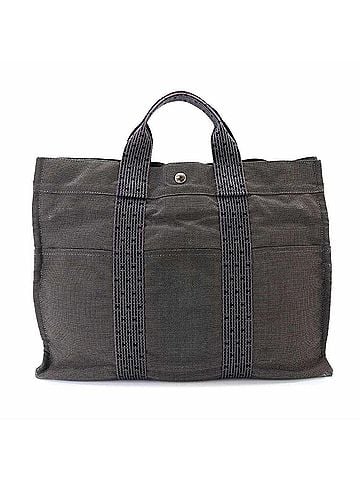 Hermès Hermes Herline Tote MM Handbag, Canvas, Gray, Silver Hardware (view 2)