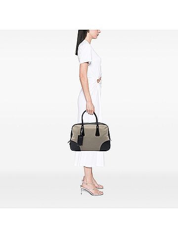 Prada Cinghiale Trimmed Canvas Canapa Bauletto Bag (view 2)