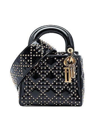 Dior Mini Patent Cannage Studded Supple Lady Dior (view 1)