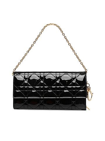 Dior Patent Cannage Lady Dior Wallet On Chain (view 1)