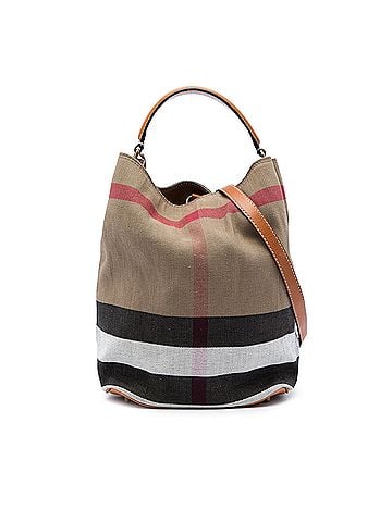 Burberry Medium Mega Check Canvas Ashby Bucket Bag (view 1)