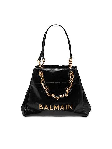 Balmain Embossed Crackled Calfskin 1945 Soft Tote (view 1)
