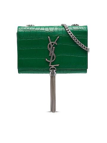 Saint Laurent Small Croc Embossed Leather Monogram Kate Tassel Crossbody (view 1)