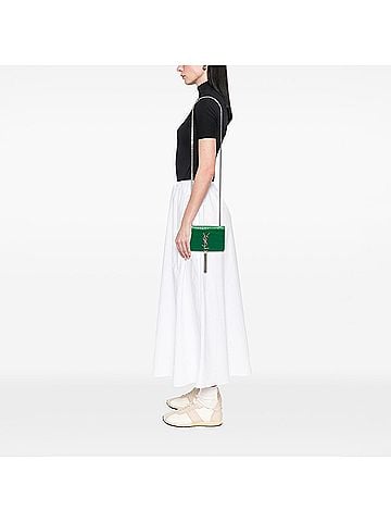 Saint Laurent Small Croc Embossed Leather Monogram Kate Tassel Crossbody (view 2)
