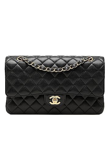 Chanel Chanel Coco Mark Matelassé 25 Double Flap Chain Shoulder Bag A01112 Black Gold Caviar Skin Women's CHANEL (view 1)