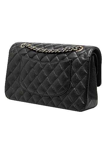Chanel Chanel Coco Mark Matelassé 25 Double Flap Chain Shoulder Bag A01112 Black Gold Caviar Skin Women's CHANEL (view 2)