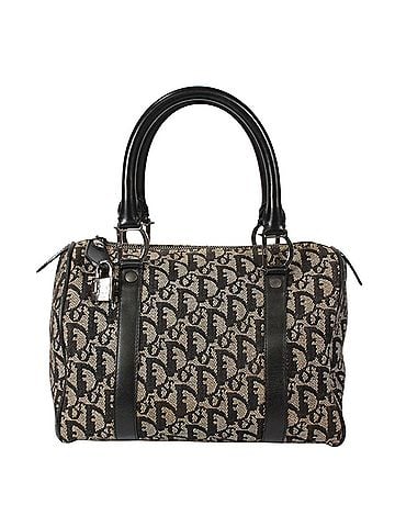 Christian Dior Christian Dior Mini Boston Bag, Trotter Pattern Handbag, Canvas Leather, Black, Women's (view 1)