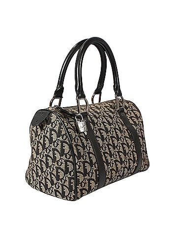 Christian Dior Christian Dior Mini Boston Bag, Trotter Pattern Handbag, Canvas Leather, Black, Women's (view 2)