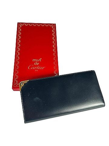 Cartier CARTIER Cartier Sapphire Line Long Wallet Leather Black Men's (view 2)