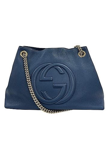 Gucci GUCCI Soho Chain Interlocking G 536196 Shoulder Bag Leather Blue Women's (view 1)