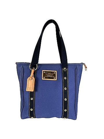 Louis Vuitton LOUIS VUITTON Cabas MM Antigua M40087 Tote Bag, Canvas and Leather, Blue Black, Women's (view 1)