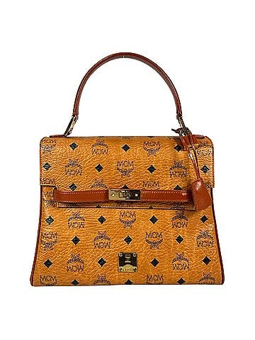 MCM MCM Visetos Leather Handbag, Brown, Women's (view 1)