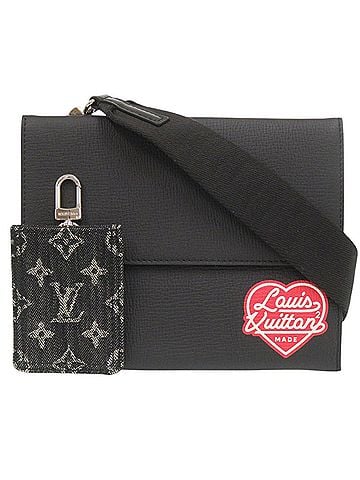 Louis Vuitton Louis Vuitton x NIGO Drip Trio Handbag Pouch Monogram Denim M81013 IC Leather Black Shoulder Bag LV 1372 LOUIS VUITTON (view 1)