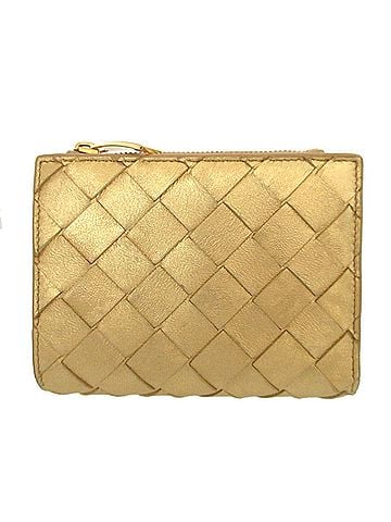 Bottega Veneta Bottega Veneta Maxi Intrecciato IC Chip Compact Wallet Leather Gold Bi-fold 0286 BOTTEGA VENETA (view 1)