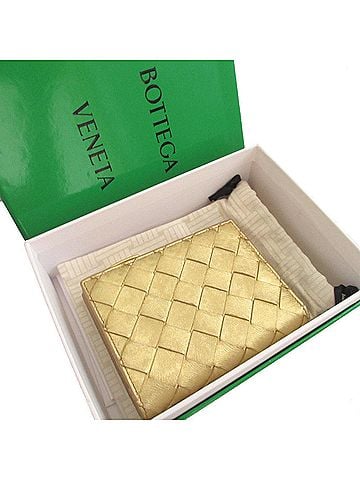 Bottega Veneta Bottega Veneta Maxi Intrecciato IC Chip Compact Wallet Leather Gold Bi-fold 0286 BOTTEGA VENETA (view 2)