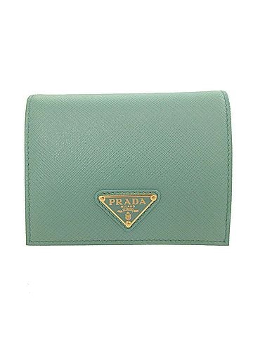 Prada Prada 1MV204 Saffiano Leather GIADA Green Bi-fold Wallet 1053PRADA (view 1)