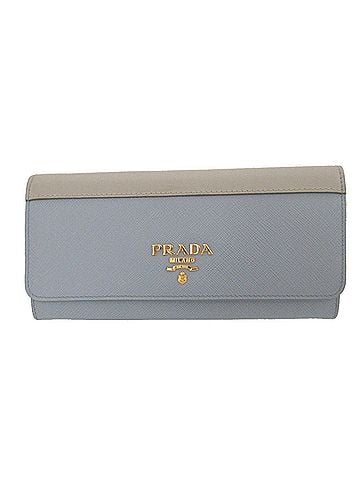 Prada Prada 1MH132 Saffiano Leather Blue/Gray Bi-fold Long Wallet 1055PRADA (view 1)