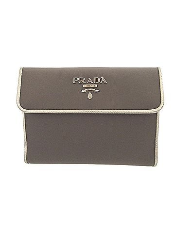Prada Prada 1M0523 Saffiano Leather Tessuto Silver Gray Double Snap Wallet 1051PRADA (view 1)