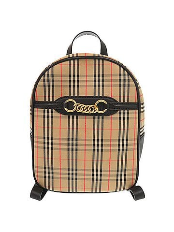 Burberry Burberry Check Pattern Cotton Leather Beige Backpack 1314BURBERRY (view 1)