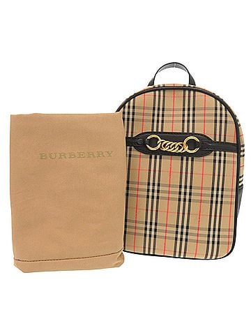 Burberry Burberry Check Pattern Cotton Leather Beige Backpack 1314BURBERRY (view 2)
