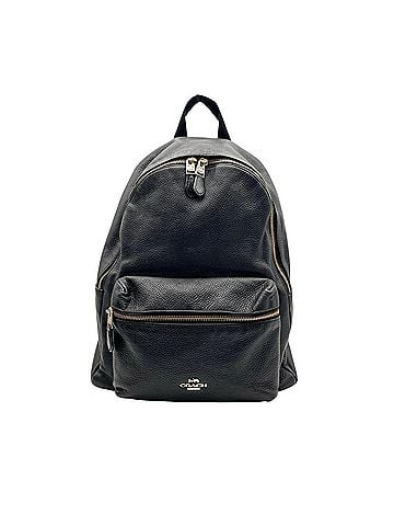 Coach COACH F29004 Charlie Backpack, Black Pebbled Leather, Gold Hardware, Men's/Women's, S99 (view 2)
