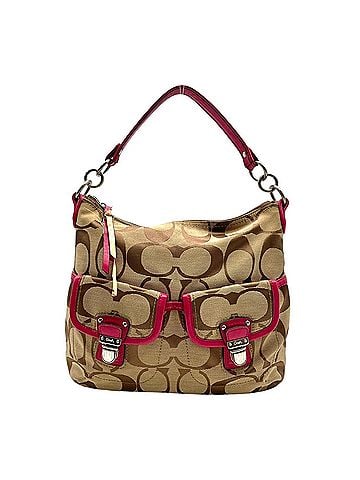 Coach COACH F23392 Signature Shoulder Bag, Beige Pink Canvas Patent Leather, Silver Hardware, Handbag, Crossbody, Women's S60 (view 2)