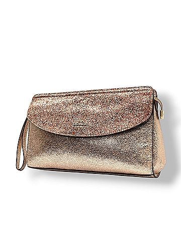 Coach COACH Flap Clutch Bag Pouch Pink Gold Metallic Leather Glitter Hardware Wristlet Mini Women's S10 (view 1)