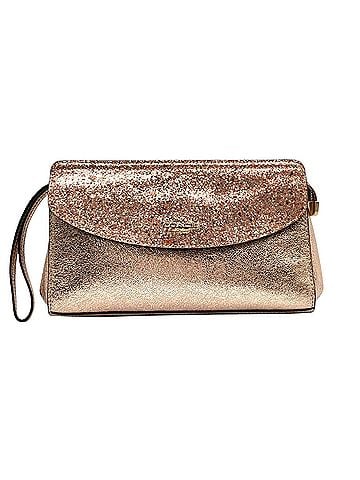 Coach COACH Flap Clutch Bag Pouch Pink Gold Metallic Leather Glitter Hardware Wristlet Mini Women's S10 (view 2)