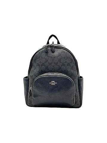 Coach COACH 5671 Court Backpack, Signature Pattern, Grey Leather, Black Logo, Women's, S99 (view 2)