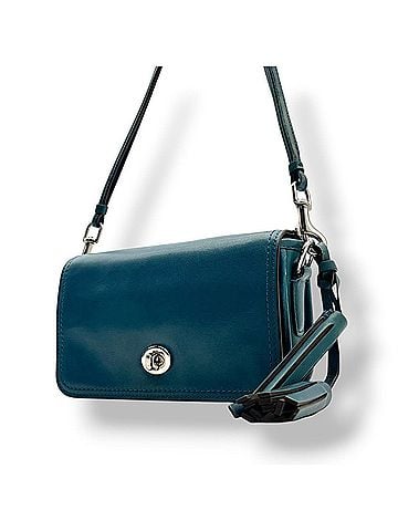 Coach COACH 19914 Legacy Penny Shoulder Bag, Blue Leather, Turnlock Closure, Silver Hardware, Crossbody, Logo, Women's, S62 (view 1)