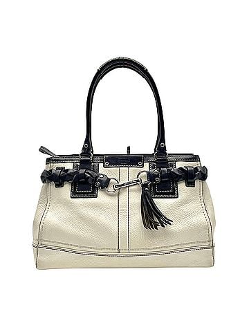 Coach COACH F13084 Hamptons Carryall Handbag, White/Black Leather, Braided Tassel, Silver Hardware, Dog Leash Clip, Shoulder Bag, Women's, S60 (view 2)