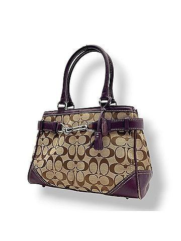 Coach COACH F08K06 Hamptons Signature Carryall Handbag, Beige Purple Canvas Leather Silver Hardware, Women's S60 (view 1)