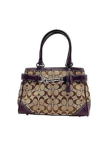 Coach COACH F08K06 Hamptons Signature Carryall Handbag, Beige Purple Canvas Leather Silver Hardware, Women's S60 (view 2)