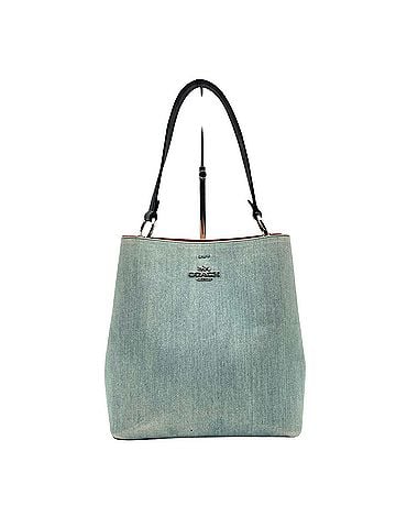 Coach COACH 91136 Avenue Town Bucket Bag Tote Light Blue Denim Leather Horse and Carriage Logo Silver Hardware One Handle Shoulder Women's S84 (view 2)