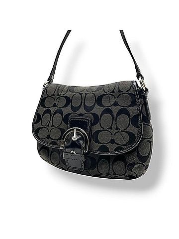 Coach COACH Soho Signature Shoulder Bag, Black/Gray Canvas/Leather, Silver Hardware, Crossbody, Women's, S62 (view 1)