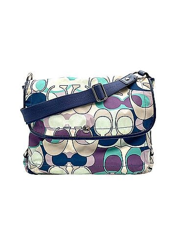 Coach COACH F18840 Kyra Daisy Scarf Print Messenger Bag Ivory Blue Nylon Leather Signature Silver Hardware Shoulder Crossbody Women's S60 (view 2)
