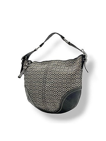 Coach COACH 1461 Mini Signature Canvas One-Shoulder Hobo Bag, Gray/Black Leather, Silver Hardware, Shoulder Handbag, Women's, S60 (view 1)